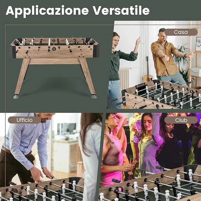 Mini Calcio Balilla, Tavolo Calcio Balilla con 2 Palle e 26 Giocatori, 2 Segnatori, Gioco Calcistico con Livelli Regolabili per Sala Giochi Feste, 137x68x84,5 cm