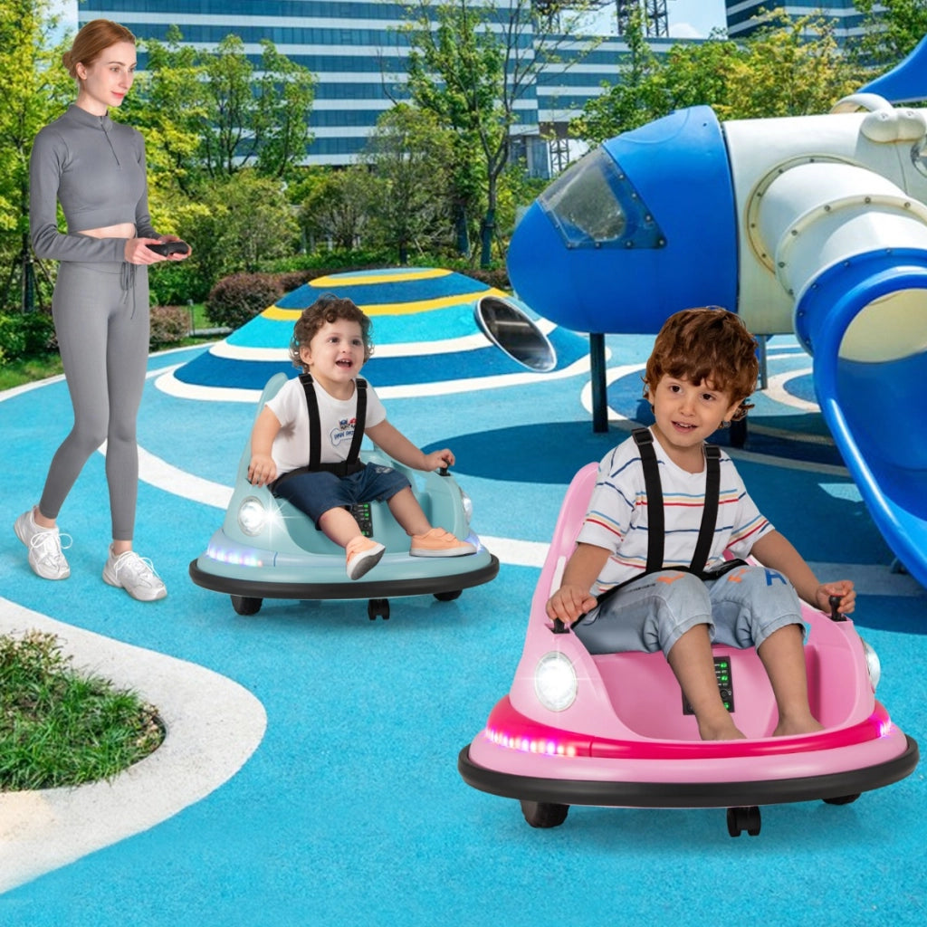 Autoscontro cavalcabile per bambini 12v con telecomando e joystick, Autoscontro cavalcabile 360¡ã connessione wireless Rosa