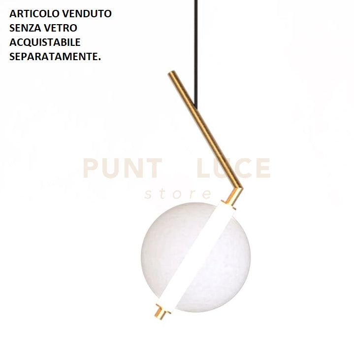 LIU-S1 OS Sospensione 1 luce led struttura ottone spazzolato con base, senza vetri, dimmerabile SDD 2800 - 5000 18W