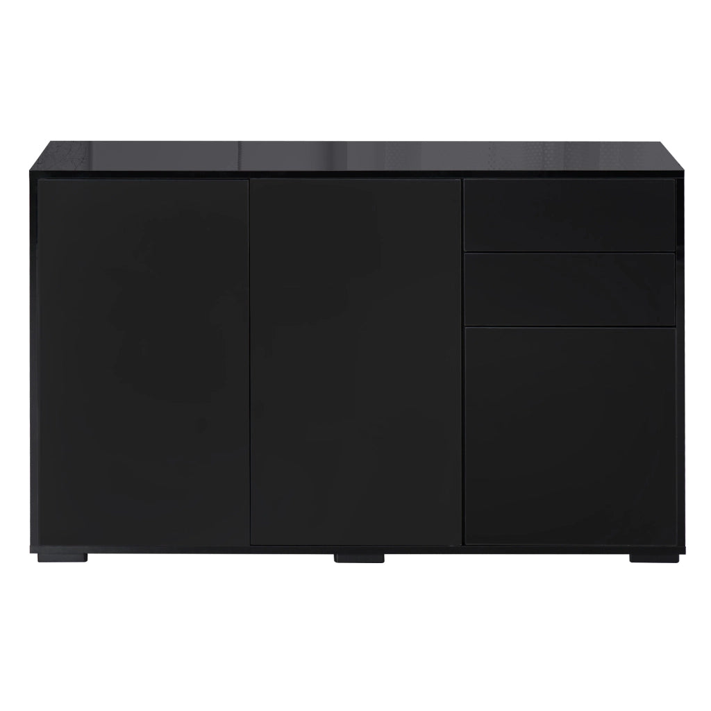 Cassettiera con 2 cassetti e 3 porte ¨C Zephmum ¨C Nero 117x36x74 cm