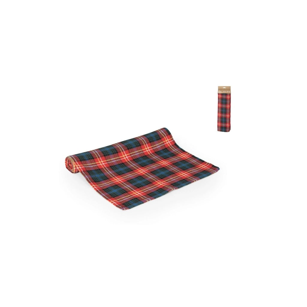 Runner da tavola in cotone/poliestere con fantasia tartan cm 40×140