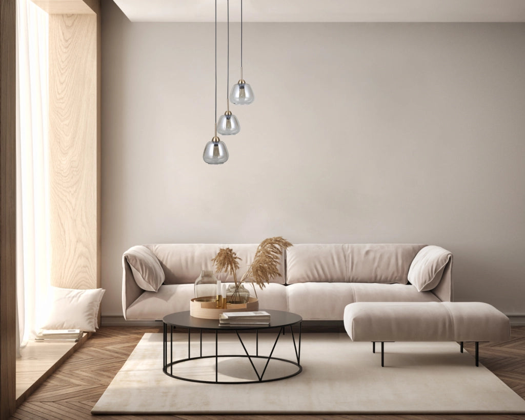 Lampada a sospensione Felis oro vetro ambra 3xE27 Italux