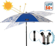 Parasole da spiaggia Ø 180 cm in alluminio modello fondo mare con borsa portasole e ombrellone UPF 50+ - Blu