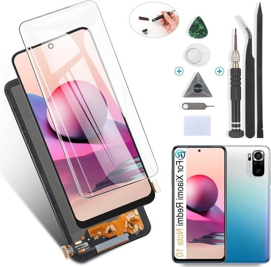 Display di sostituzione per Xiaomi Redmi Note 10 | Schermo LCD compatibile con Xiaomi Redmi Note 10s 4G | Assemblaggio touchscreen con attrezzi (Nero, 6,5 pollici)