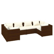 Set di mobili da giardino mobili da esterno 6 pezzi con cuscini resina intrecciata marrone 02_0016885