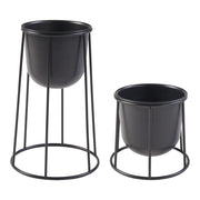 Set di 2 portavasi di varie dimensioni con fioriere in metallo nero 03_0010594