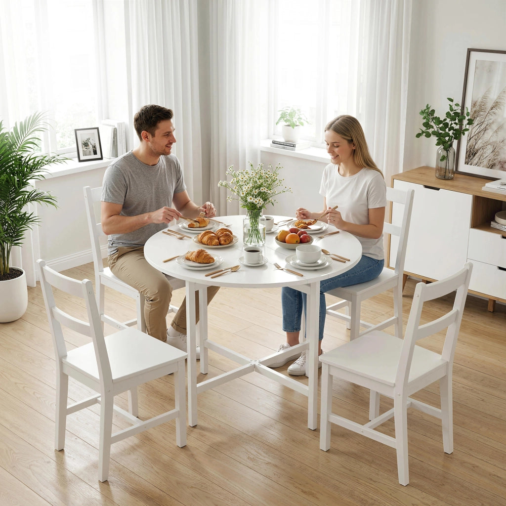 Tavolo da Pranzo Pieghevole e Estensibile Salvaspazio ¨C Zephmum ¨C Bianco