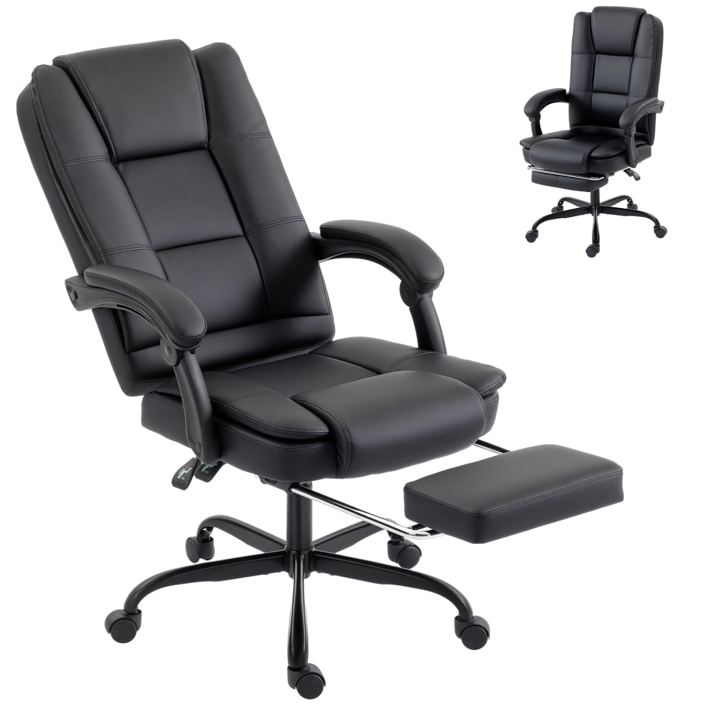Sedia da Ufficio Ergonomica e Reclinabile 150¡ã con Poggiapiedi, in Cotone e Metallo, 65x67x112-122 cm, Nero