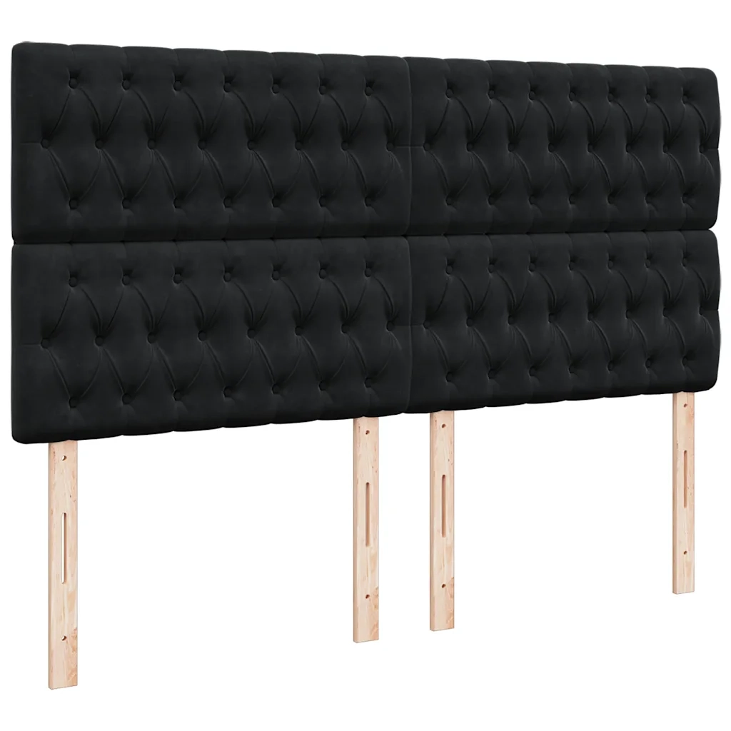 Giroletto a Molle con Materasso Nero 180x200 cm in Velluto