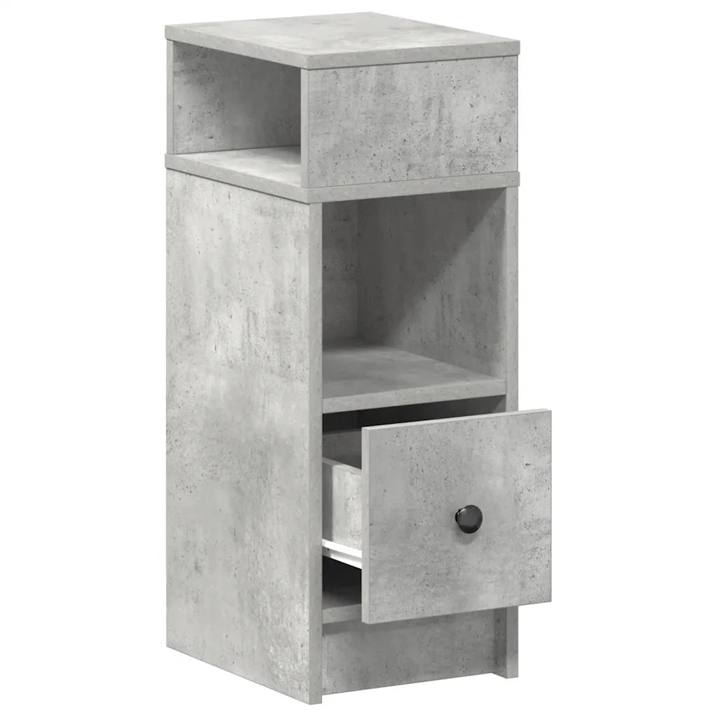 Comodino | Armadio da Notte | Mobiletto da notte con Cassetto Grigio Cemento 25x31x66 cm