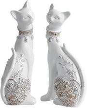 2 pezzi/set di figurine di gatti per decorazione di casa, ideali per soggiorno, cantina, tv, decorazione, regalo di nozze, primo acquisto (bianco)