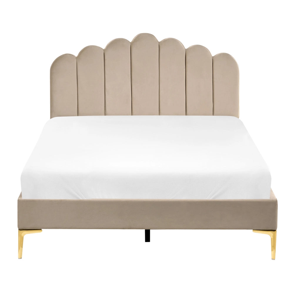 Letto matrimoniale 120 x 200 cm velluto Gambe in metallo tortora con testiera e base a doghe