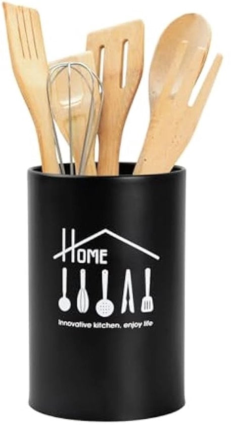 Rack di cucina in acciaio inossidabile, contenitore per utensili da cucina, contenitore per utensili da cucina, cassetto per forchette, bacchette e cucchiai (nero), rack singolo, senza utensili da cucina.