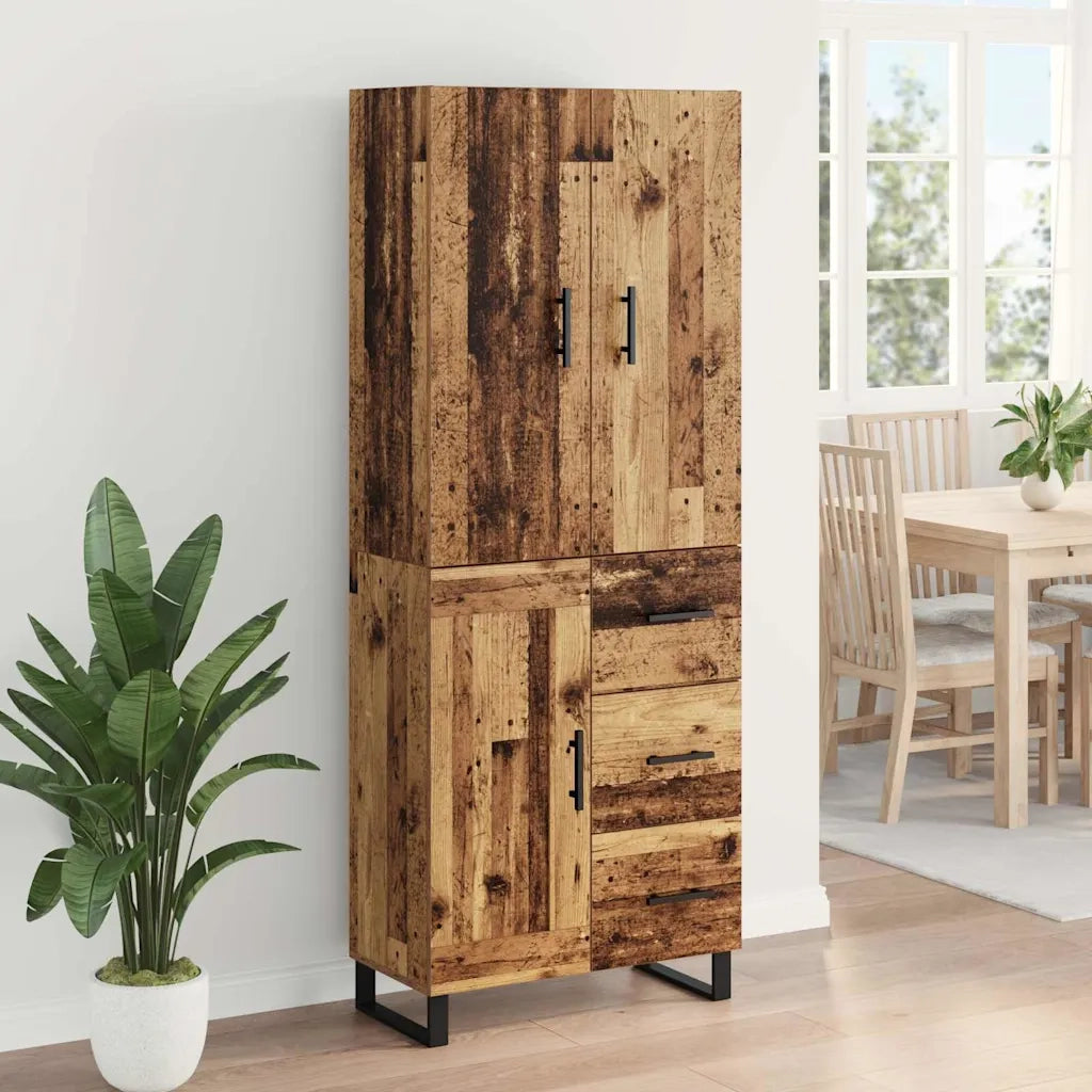 Credenza con cassetto 2 pcs Legno vecchio 69,5 x 34 x 180 cm
