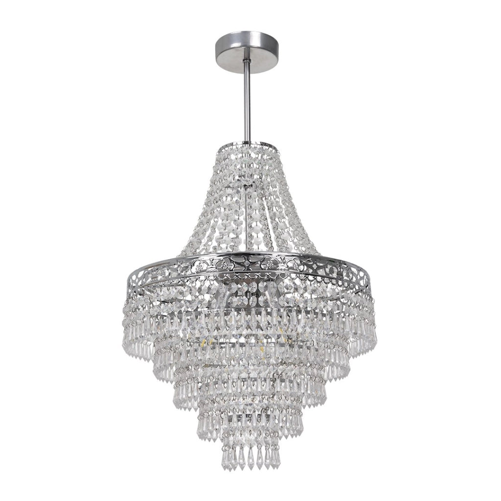 Lampadario glamour cristallo argento 3xE14 40W Coral Milagro