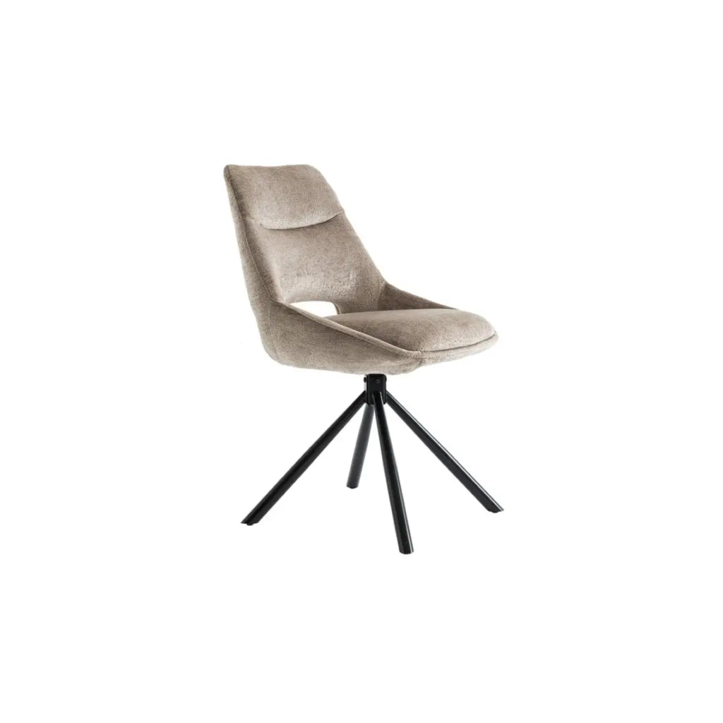 Set di 2 sedie YUMENA - Tessuto taupe - Piedi in metallo - Design compatto - Eleganza senza tempo e confortevole