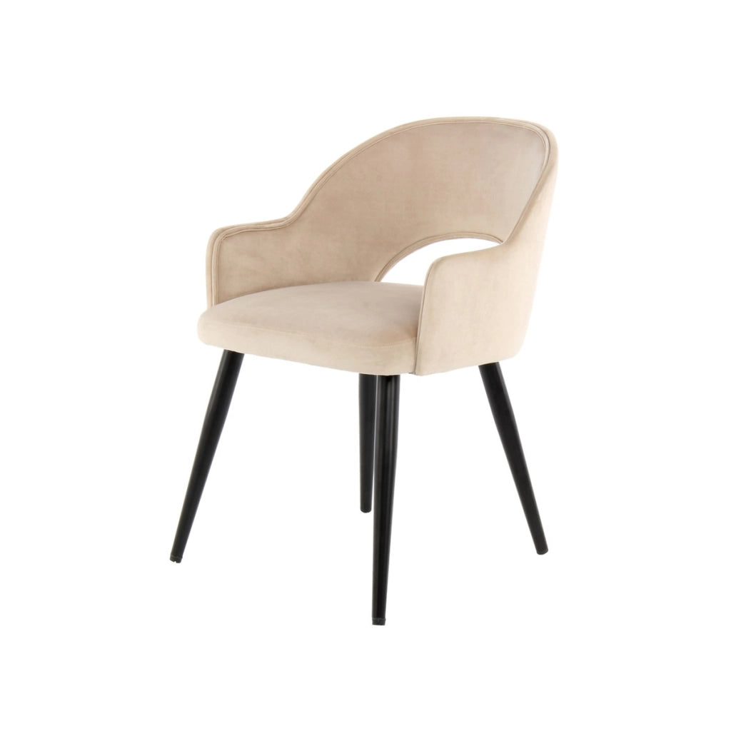 Set di 2 sedie Joris in velluto color champagne con braccioli