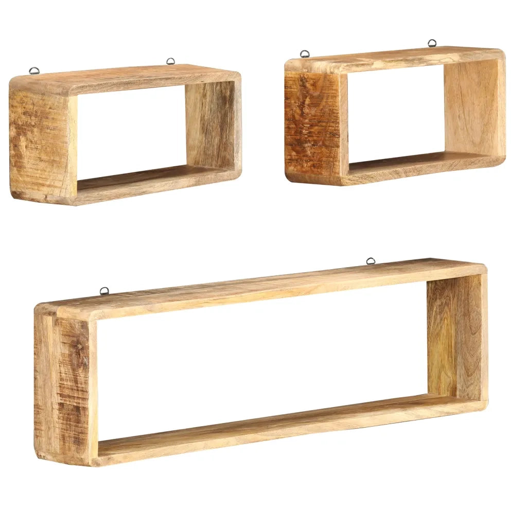 Set Mensole Cubiche da Parete 3 pz in Legno Massello di Mango 285844