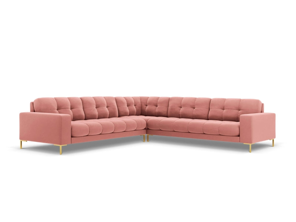 Cosmopolitan Design - Divano angolare reversibile "Bali" 6 posti in velluto rosa 