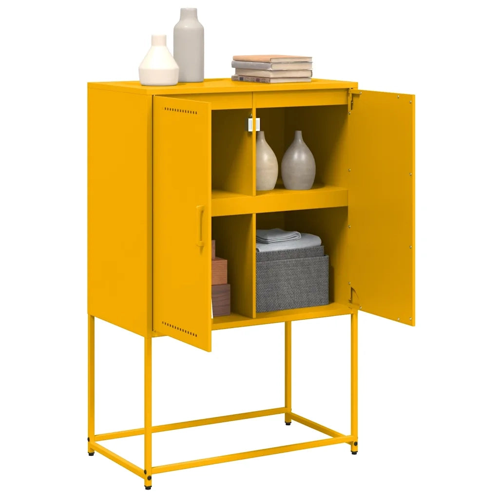 Credenza-Buffet-Armadio da cucina Giallo Senape 68,5x38,5x107 cm in Acciaio 184179