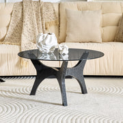 Tavolino rotondo in vetro e MDF nero Ø80 cm