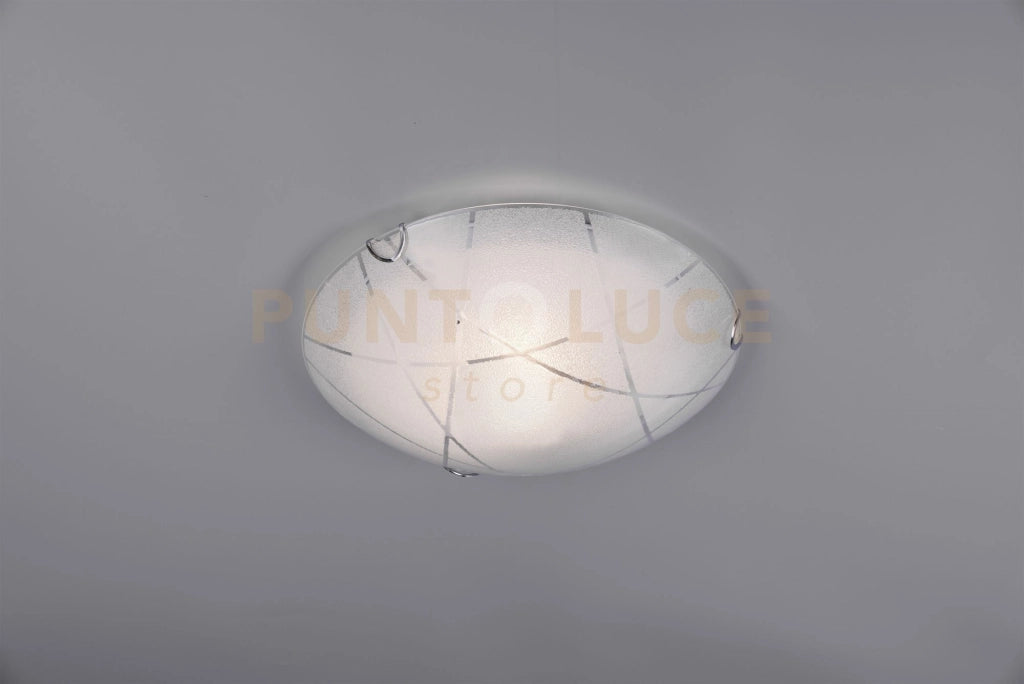 SANDRINA PLAFONIERA VETRO GRANIGLIA CON RIGHE TRASPARENTI D.30CM 1 LUCE ATTACCO E 27