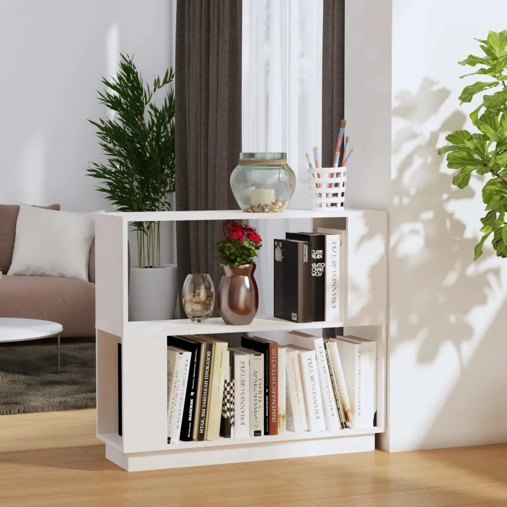 Libreria/Divisorio Bianco 80x25x70 cm in Legno Massello di Pino cod mxl 16802