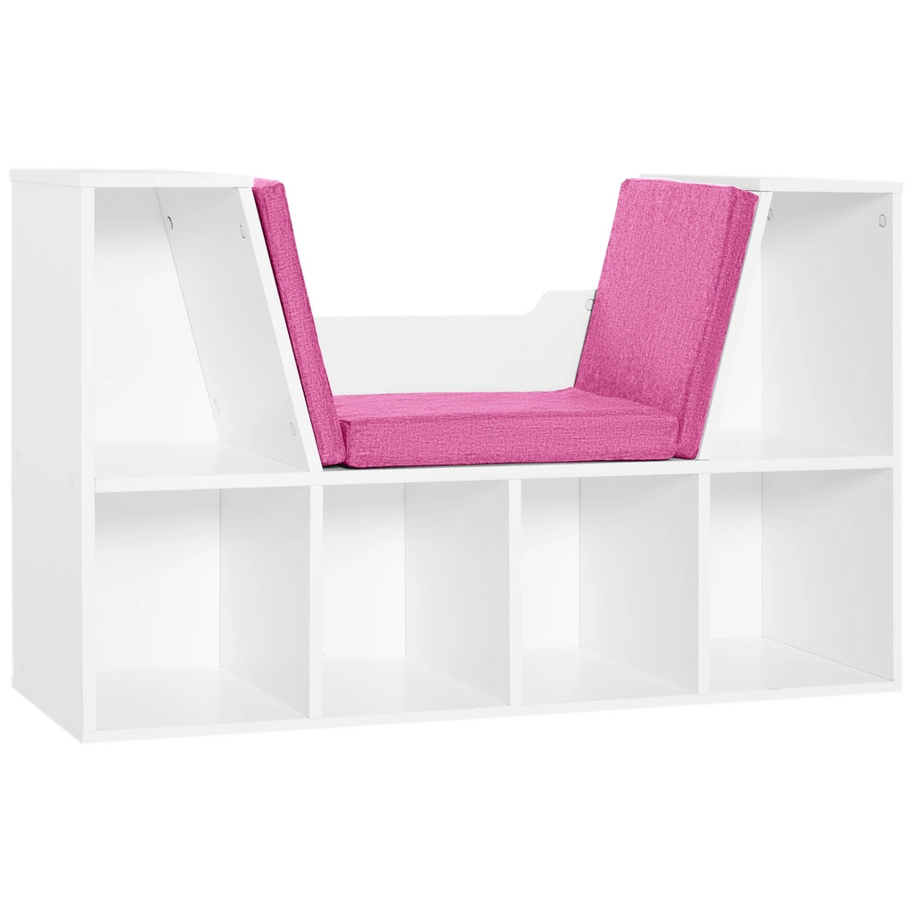 Libreria con seduta 6 cubi scaffale libri ¨C zephmum ¨C 102x30x61cm bianco rosa