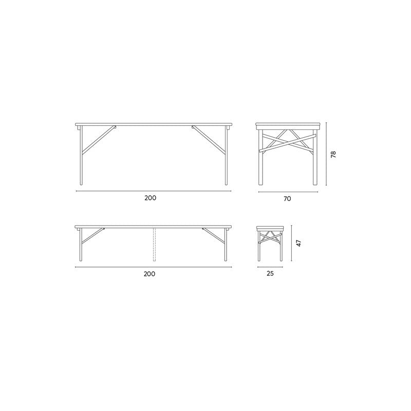 Set birreria MOIA B3 1 tavolo 200x70cm 2 panche ferro e legno di abete