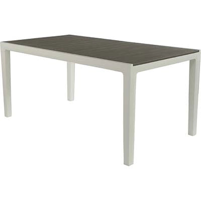 Tavolo da Giardino in Resina Effetto Legno Colore Bianco e Cappuccino 6 Posti Harmony Keter