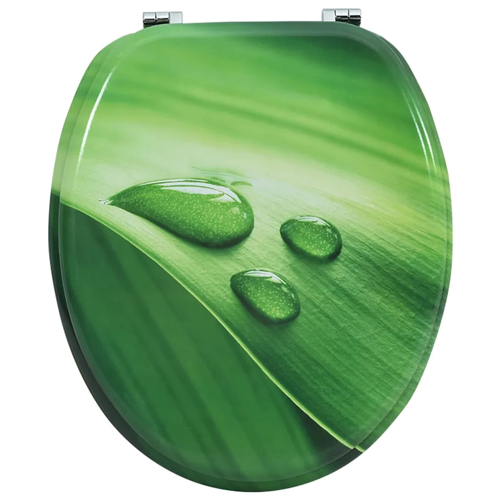 Tavoletta WC con Coperchio MDF Verde Design Goccia d'Acqua CFW4194848