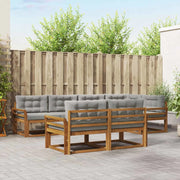 Set di divani da esterno 7 pcs Naturale e Grigio Chiaro