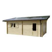 Casetta da giardino in legno di abete massello 570x349 cm con fotovoltaico  Spessore 42 mm  6 kWp con 12 pannelli solari  LB5937.02A Foresta