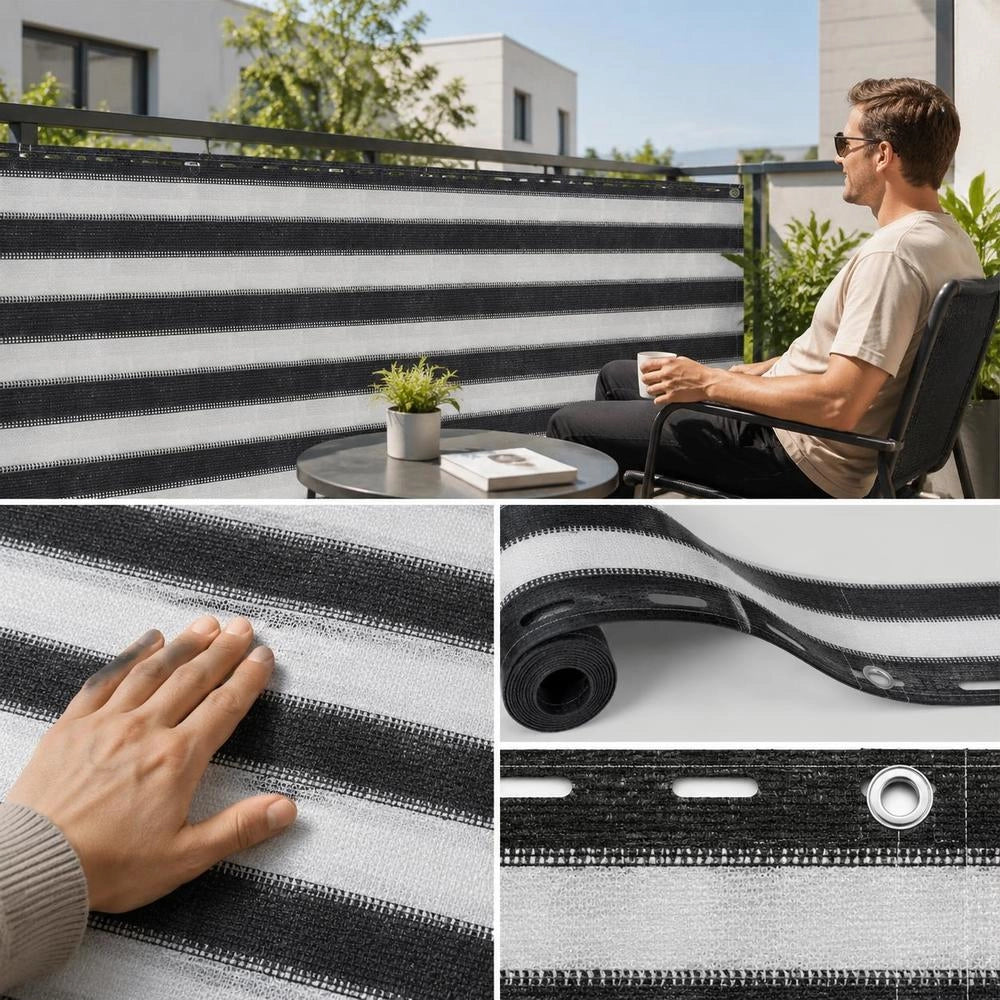 Balcony Privacy Screen HDPE 75x300 Cm Anthracite And White
