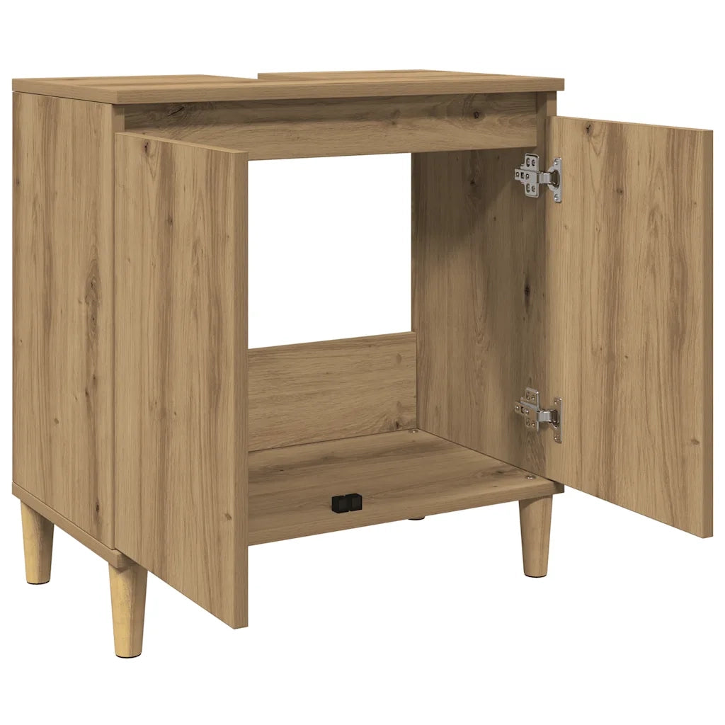 Mobiletto sottolavello moderno con ampio spazio contenitivo 58 x 33 x 60 cm finitura rovere ingegnerizzato realizzato artigianalmente 02_0051042