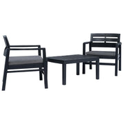 Set Salotto da Giardino 3 pz in Plastica Antracite cod mxl 59820