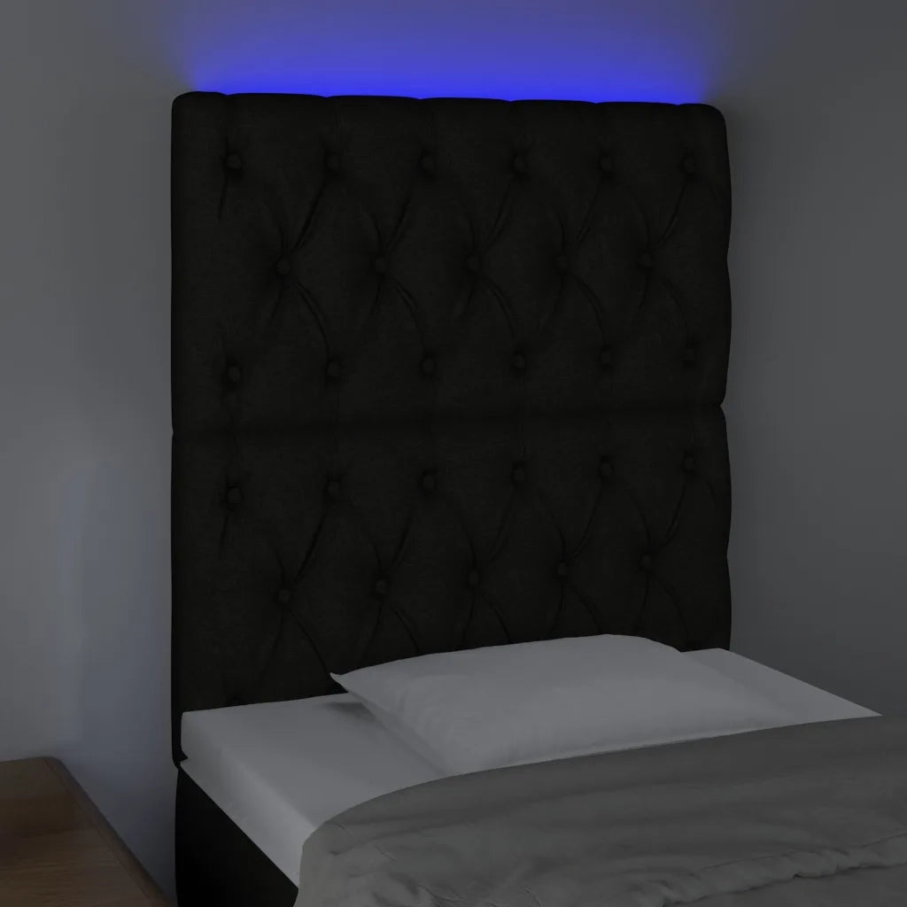 Testiera a LED nero 80x7x118/128cm in Tessuto 3122736