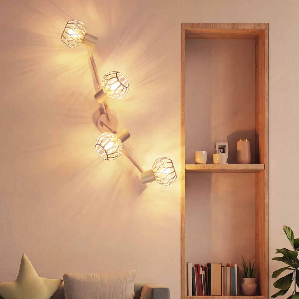 ZMH Faretto da soffitto 4 Luci Grigio E14 Metall Orientabile Moderni per Soggiorno Cucina Corridoio Senza Lampadina