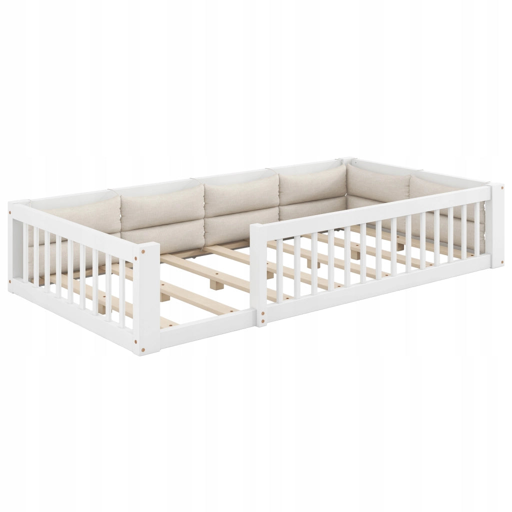 Letto singolo 90x200 - Xylo - Bianco con sponde e cuscino