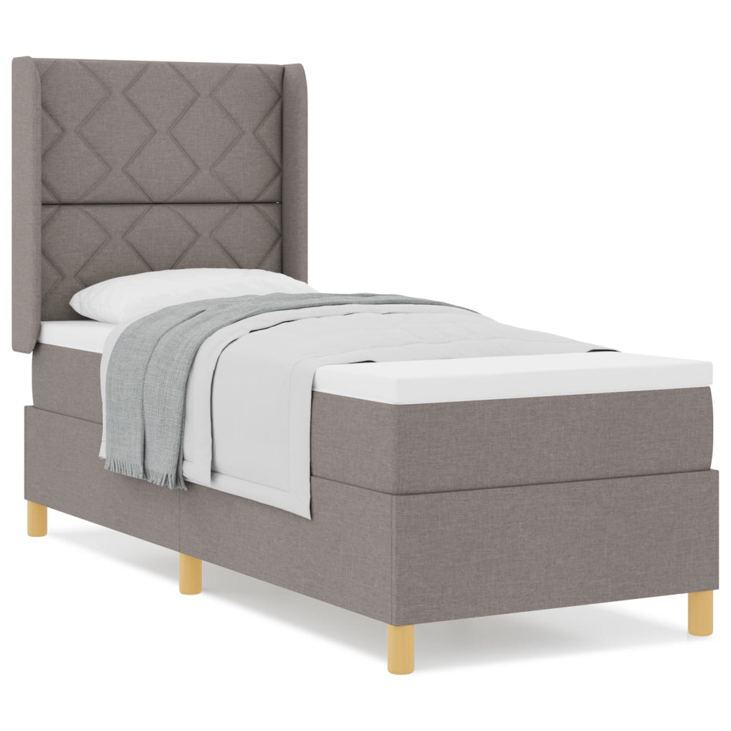 Letto a Molle con Materasso  Tortora 80x200 cm Tessuto