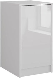 Credenza Sherry, Bianco/bianco lucido, 40.2 x 76 cm con coperchio del contenitore, adatto per la conservazione in soggiorno o in camera da letto
