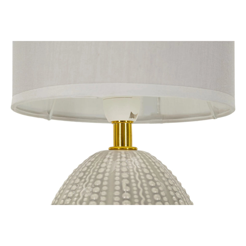 Lampada da comodino Flavi Grigia in ceramica con paralume in tessuto — O 15 cm