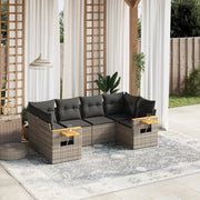 Set Divano da Giardino 6 pz con Cuscini Grigio in Polyrattan 3259505