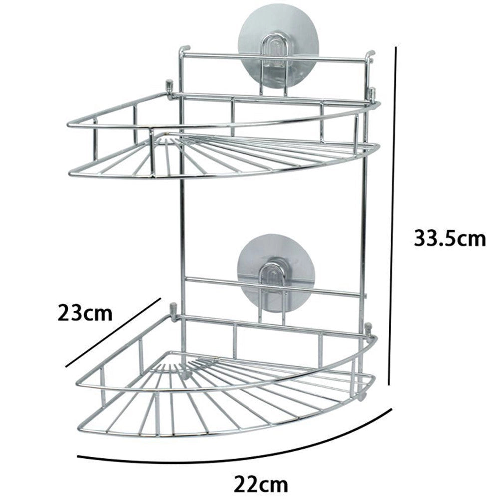 Trade Shop - Mensola Da Bagno Angolare Angoliera Doccia A 2 Livelli Ripiani In Metallo 79849 -