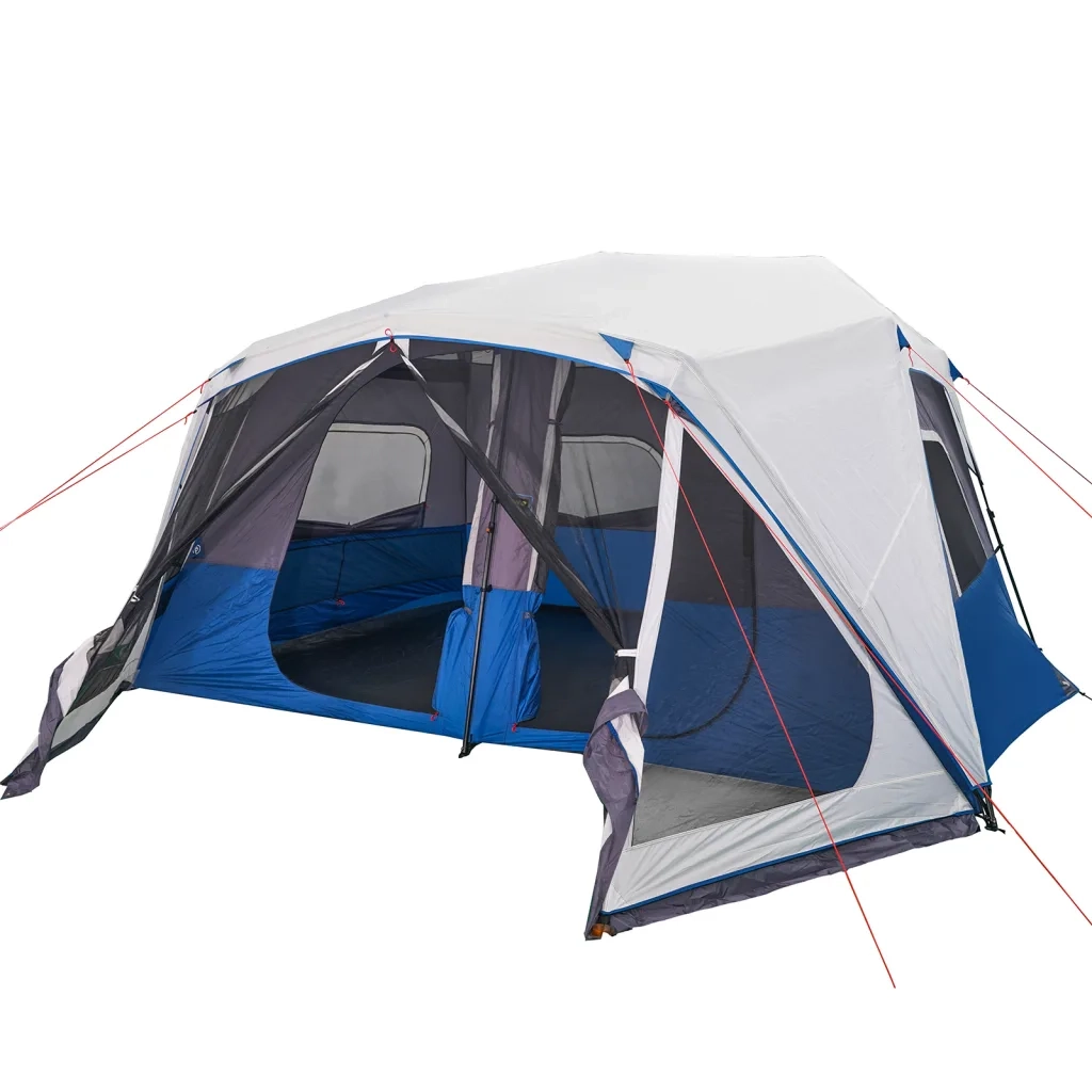 Tenda Famiglia con LED 10 Persone Blu Chiaro a Rilascio Rapido 94301
