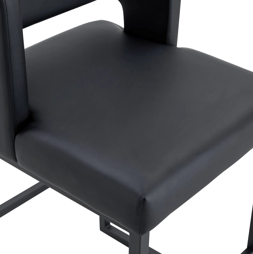 Sgabello da bar nordico nero in PU con gambe in metallo