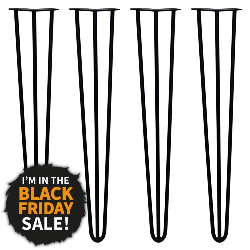 4 Gambe per Tavolo a Forcina SkiSki Legs 71cm Acciaio Nero 3 Rebbi 12mm