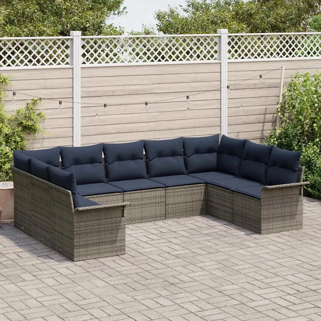 Set Divano da Giardino 9 pcs Grigio chiaro polyrattan 3354194