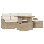 Set divano da giardino  a 6 pezzi con cuscini beige in rattan sintetico