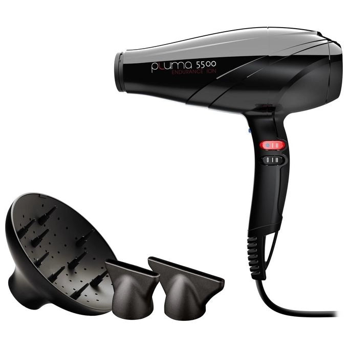 GA.MA Phon Pluma 5500 Ion, 2400 W, Motore AC a Lunga Durata, Tecnologia Ioni, Anti Crespo, Per Capelli Lucenti e Sani, 6 Combinazioni di Temperatura e Velocità, Cool Shot, 2 Bocchette e 1 Diffusore